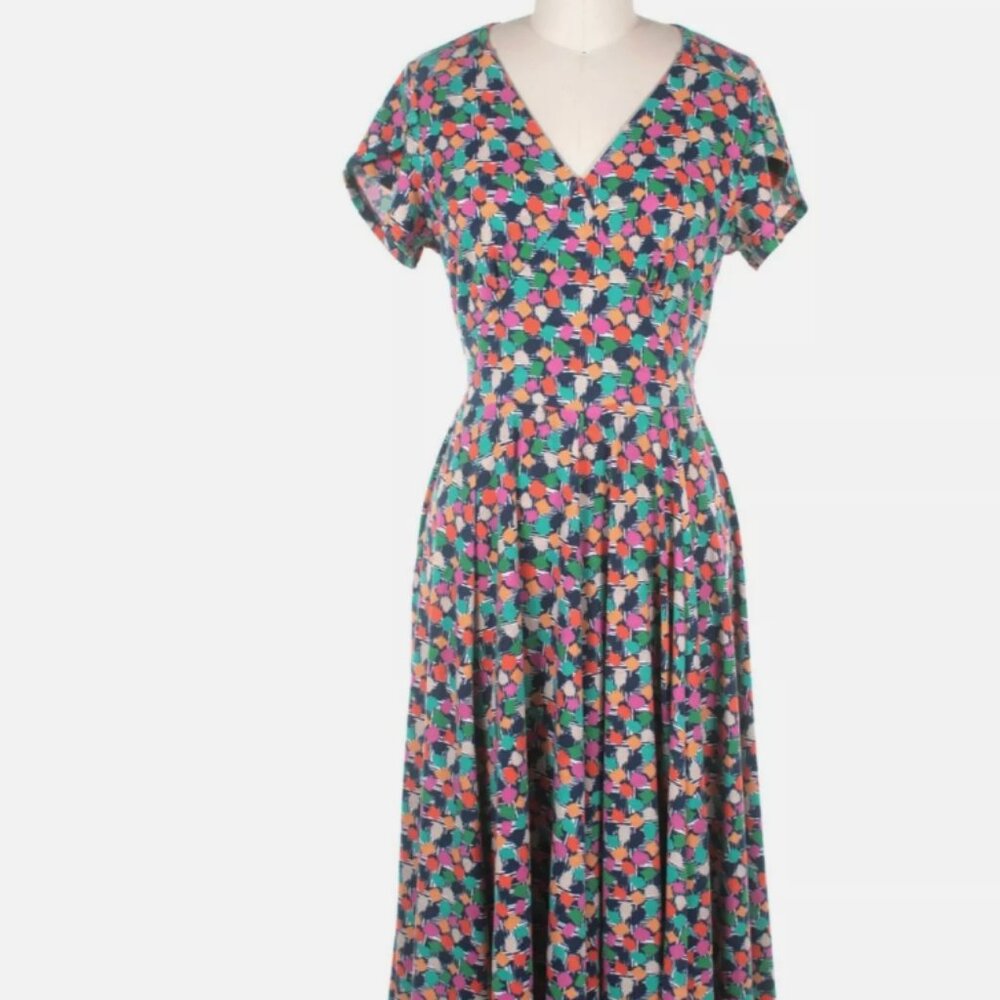 FROCK SHOP M Mosaic Print Jersey Vintage Inspired Dress ORIG $98 NWT ModCloth